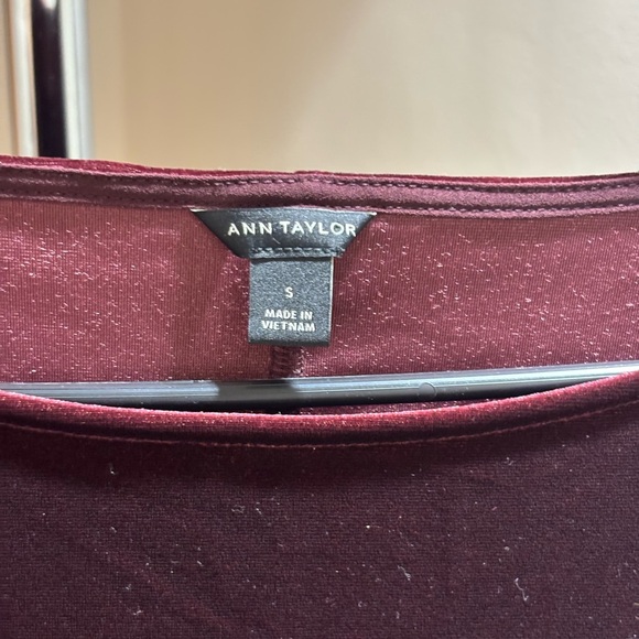 Ann Taylor Burgundy Velvet Tee Top Small - Picture 5 of 9